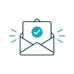 Envelope with confirmed document. Vector outline icon